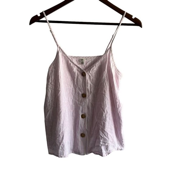 Women's Nordstrom BP Pink & White Striped Button Front Tank Top - Picture 1 of 8